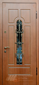 Железная дверь МДФ в дом со стеклопакетом с отделкой МДФ ПВХ - фото